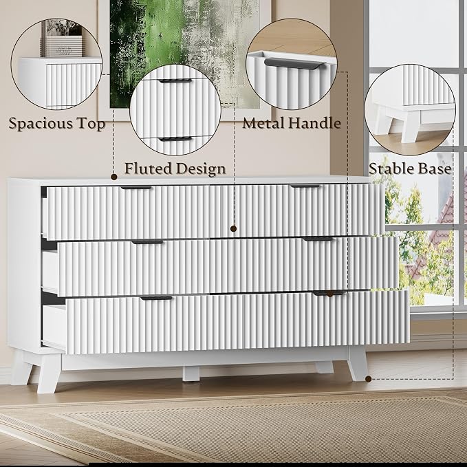 BORNOON 53" Long Dresser for Bedroom, 6-Drawer Dresser - Image 6