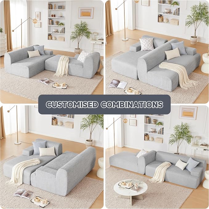 Weture 107" Modular Sectional Cloud Couch, Boneless couches Sponge sectionals - Image 4