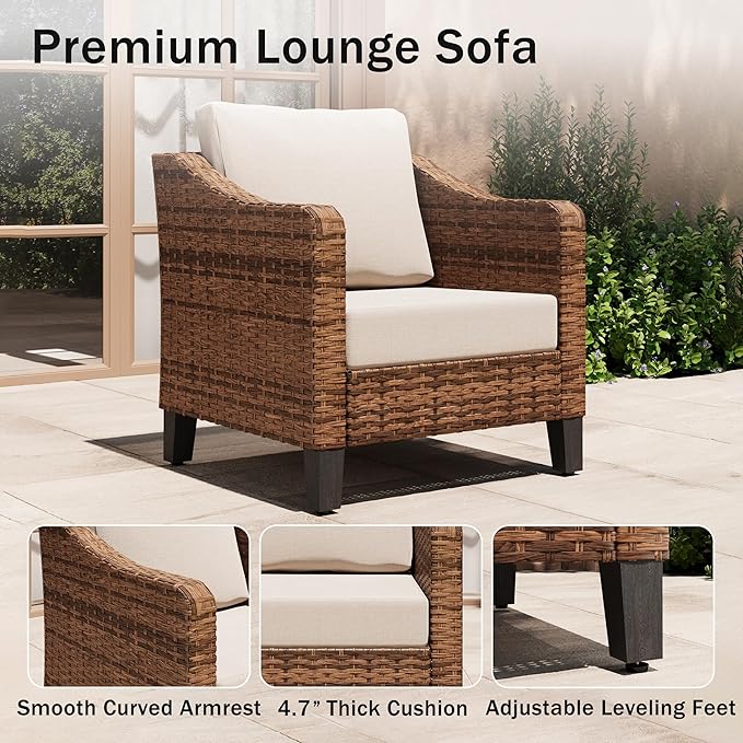 6-Piece Patio Conversation Sets, Outdoor Sectional Sofa - Image 4