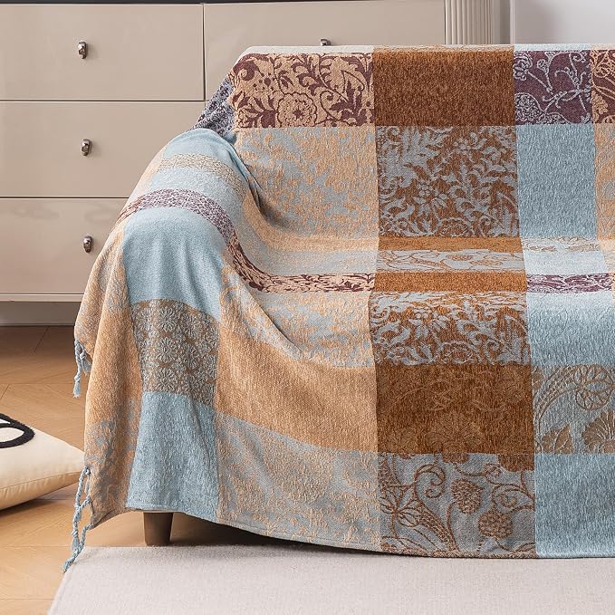 Bohemian Chenille Throw Blanket, Boho Jacquard Tassels Cover - Image 2