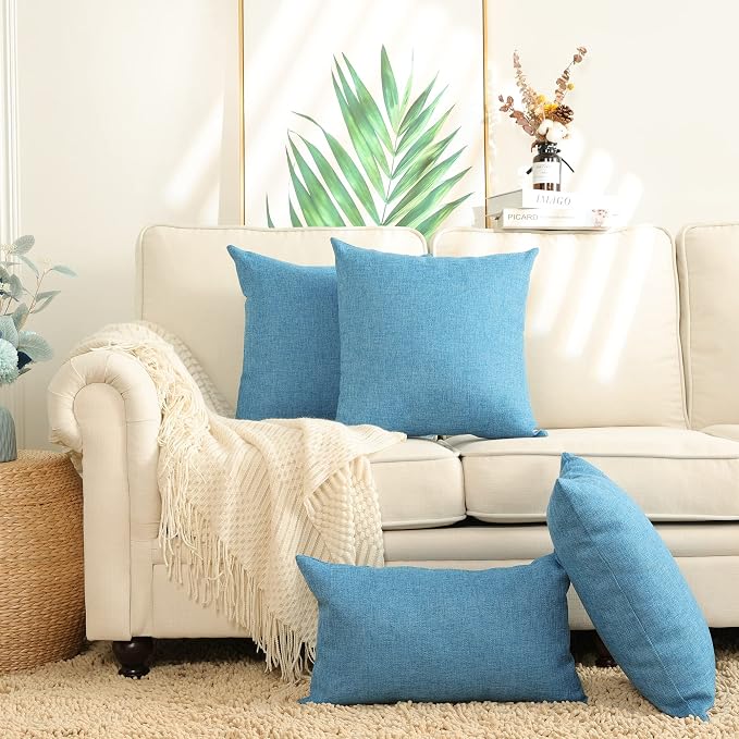 Stellhome Pack of 2 Linen Throw Pillow Covers Solid Fall Decorative Cushion - Image 4