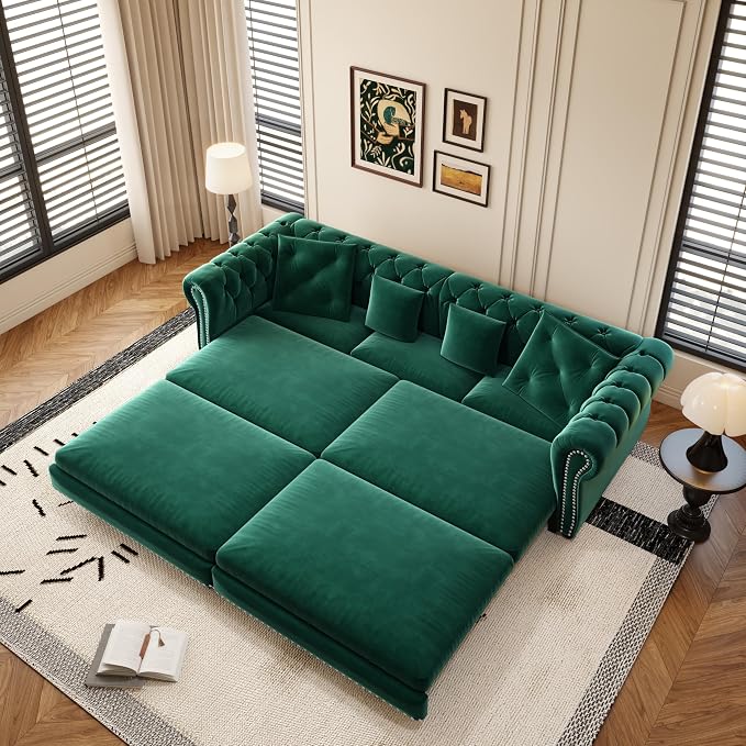 89" Velvet Pull Out Couch Bed - Image 7