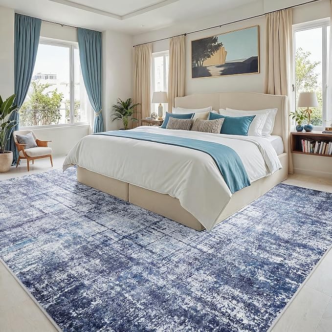 9x12 Area Rugs for Living Room Washable Rug: Anti-Skid Abstract Modern Living - Image 2