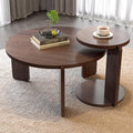 GDFStudio Round Nesting Coffee Table Set of 2, Modern Wooden Accent Side Table by GDFStudio