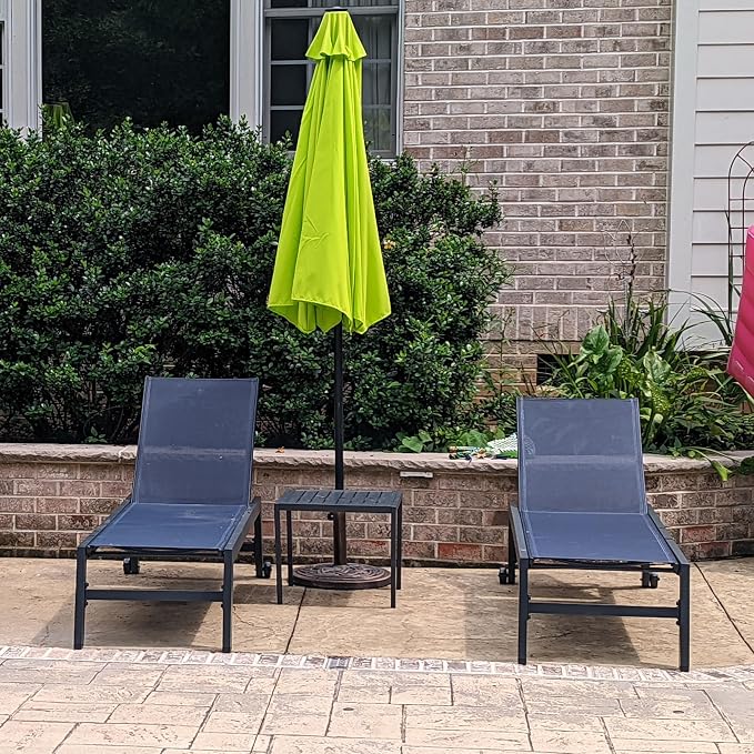 PURPLE LEAF Patio Chaise Lounge Set 2 Pieces Textilene Pool Lounge Chairs - Image 3