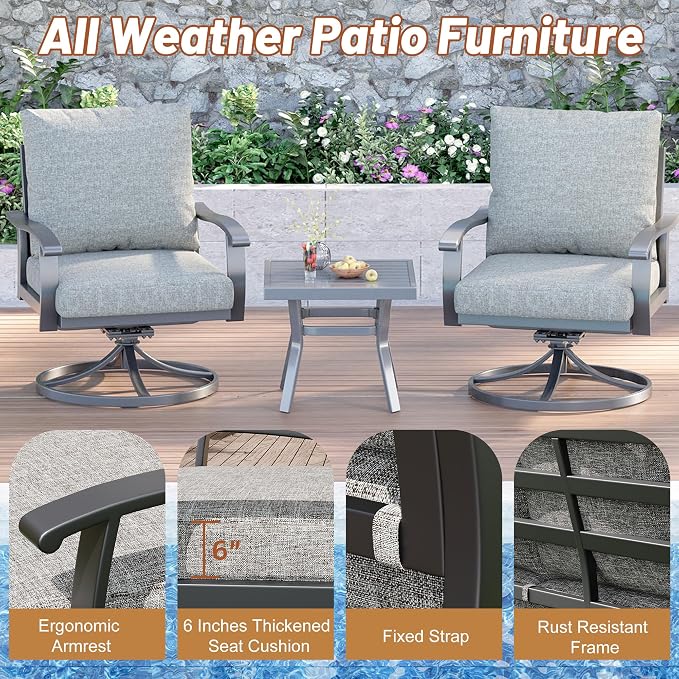 HOMREST Outdoor Swivel Rocker Patio Chairs - Image 5