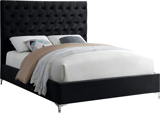 Meridian Furniture Cruz Collection Modern | Contemporary Velvet Upholstered Bed - Image 4
