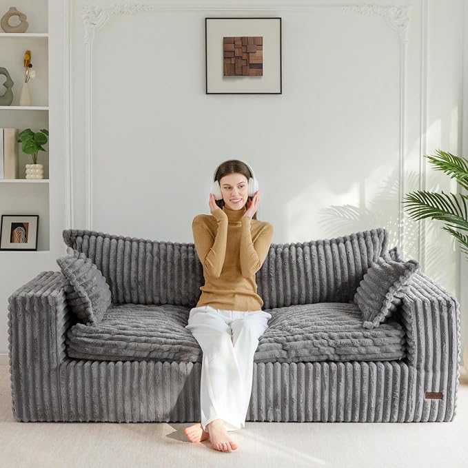 MAXYOYO 76" Bean Bag Sofa Couch, Loveseat Boneless Couch in a Box, Upholstered by MAXYOYO