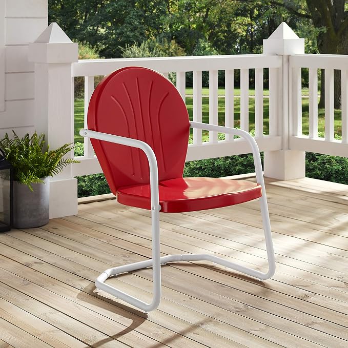 Crosley Furniture Griffith Outdoor Chair, Retro Metal Patio Chairs - Image 9