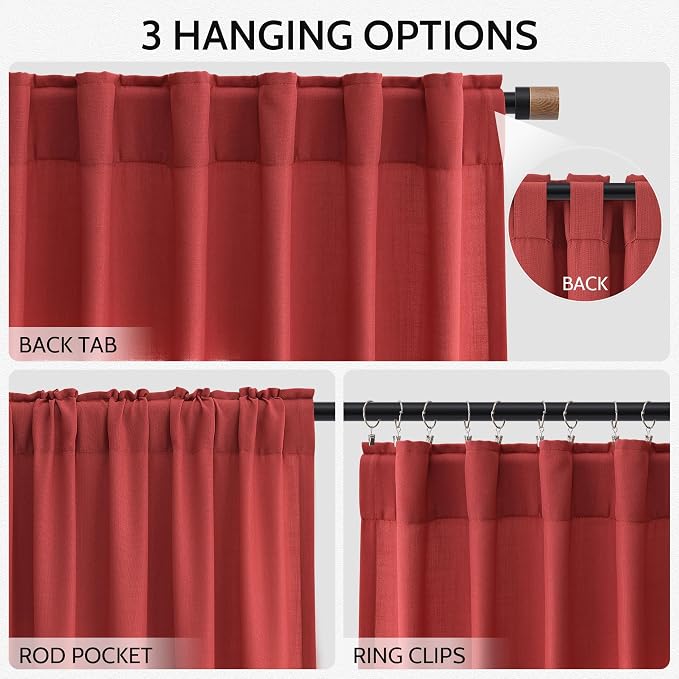 Christmas Red Linen Curtains 90 Inches Long - Image 2