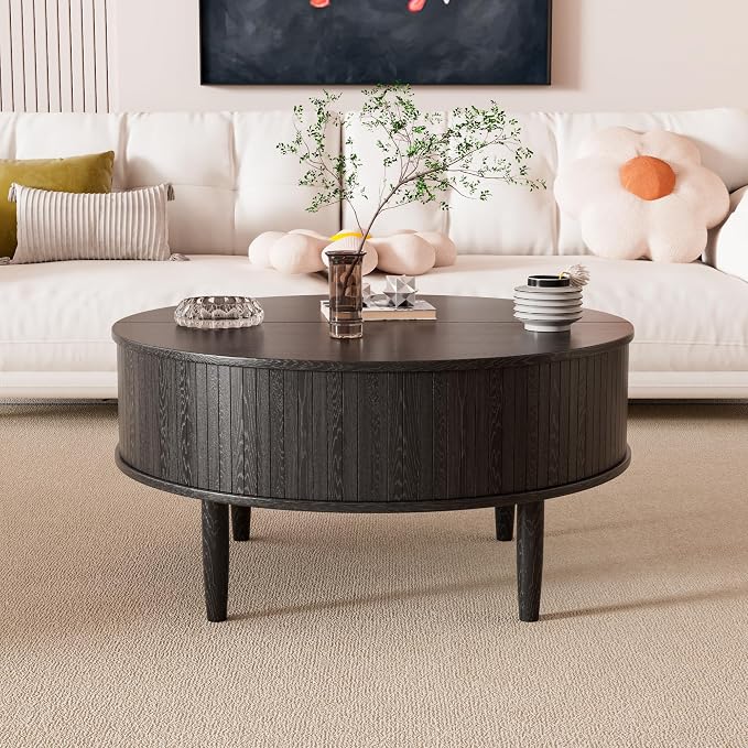 Round Fluted Lift Top Coffee Table - Image 7