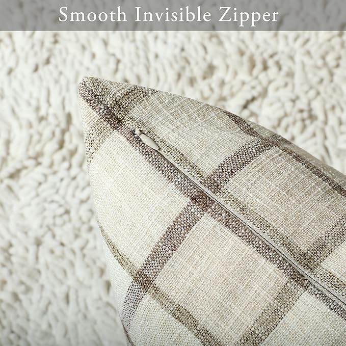 Stellhome Pack of 2 Fall Linen Buffalo Check Decorative Throw Pillow Covers - Image 3