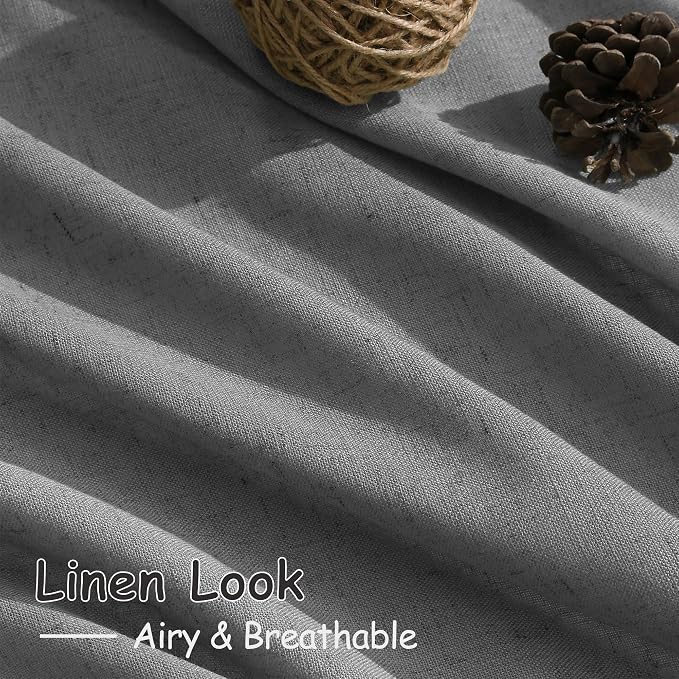 Nanspring Dark Grey Linen Curtains 80 Inches Long - Image 5