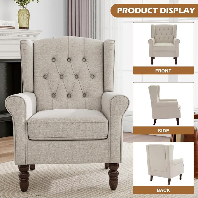 Mid-Century Modern 2-Piece Wingback Chair Set - Image 3