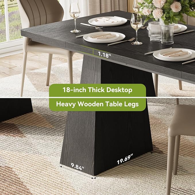 LITTLE TREE Dining Table for 4-6 People, Wooden Table, Rectangle Furniture - Image 6