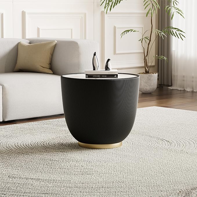 Round Marble Coffee Table Set of 2, 2 Piece White Coffee Table and End Table - Image 6