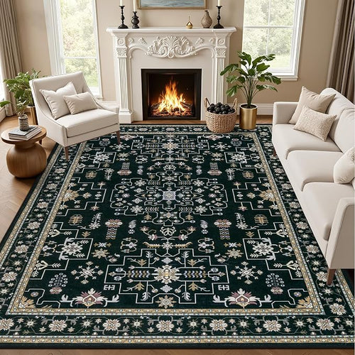 Area Rugs 10x12 Living Room Rug: Washable Rug Soft Vintage Boho Medallion by EXPEDIX
