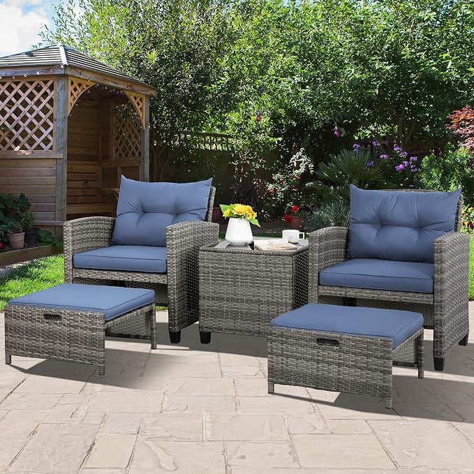 Vongrasig 5 Piece Patio Furniture Set, Small Balcony Furniture, PE Wicker - Image 7