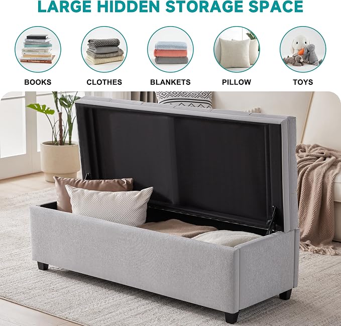 Mangodan 50" Storage Ottoman Bench, Tufted Ottoman - Image 3