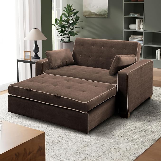 Serta Ainsley Loveseat with Pull Out Sleeper Microfiber Java Full - Image 8
