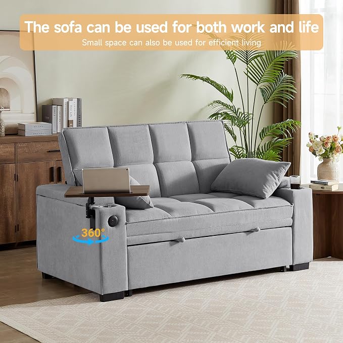 Auvsoce 65" Sleeper Sofa Bed Loveseat, Convertible Couch - Image 5