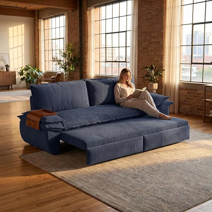 73.2" Sofa Bed Queen, 3-in-1 Pull Out Sofa Bed - Image 7