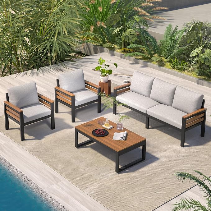 VilroCaz 4-Piece Outdoor Patio Furniture Sectional Sofa Set - Image 2