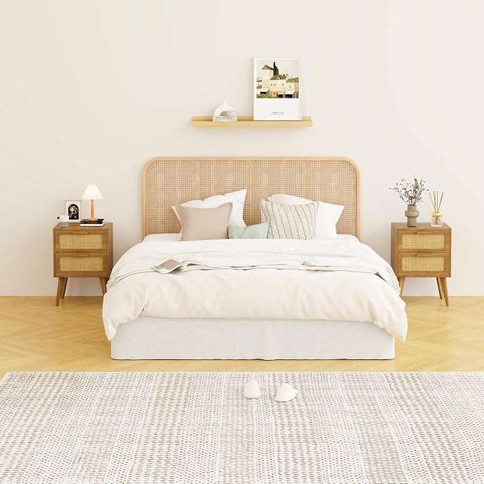 YAUKOMEL Rattan Nightstand, Wood End Table, Side Table - Image 7
