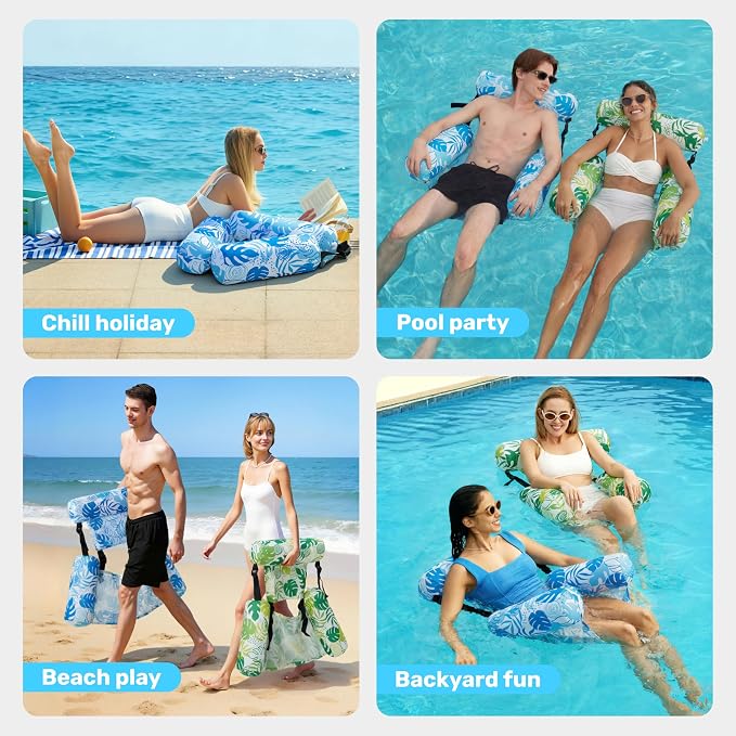 SLOOSH Inflatable Pool Floats Adult, 2 Packs Floating Lounge Chairs, Blow up - Image 8