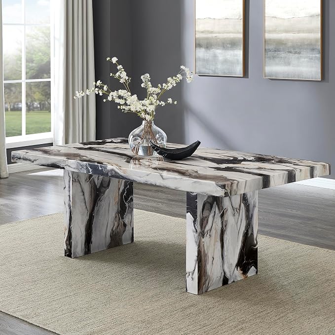 Roundhill Furniture Cavira Modern Faux Marble Dining Table by RoundhillFurniture