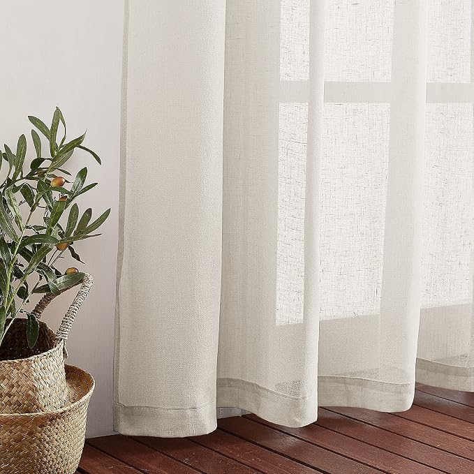 NICETOWN Natural Linen Sheer Curtains 120 inches Long, Privacy Chic Semi Sheer - Image 6
