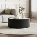 SSLine Round Drum Coffee Table Modern Sintered Stone Top Coffee Table in Black by SSLine
