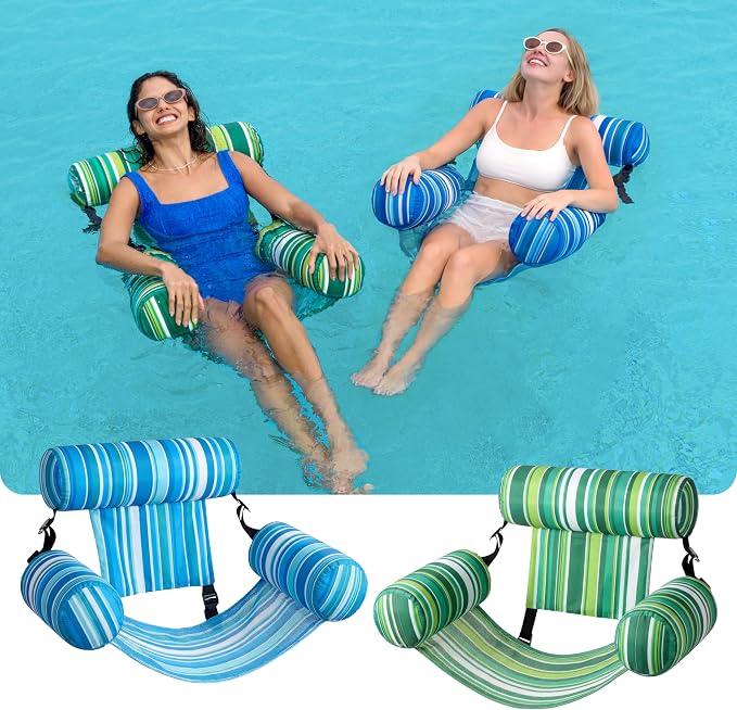 SLOOSH Inflatable Pool Floats Adult, 2 Packs Floating Lounge Chairs, Blow up - Image 2