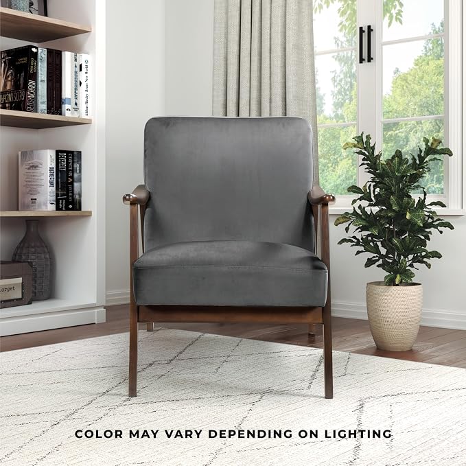 Lexicon Mid Century Modern Chair Velvet Accent Chair - Image 5