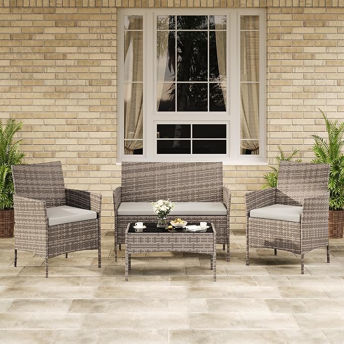 GarveeLife 4-Piece Patio Furniture Set, Rattan Outdoor Furniture - Image 7