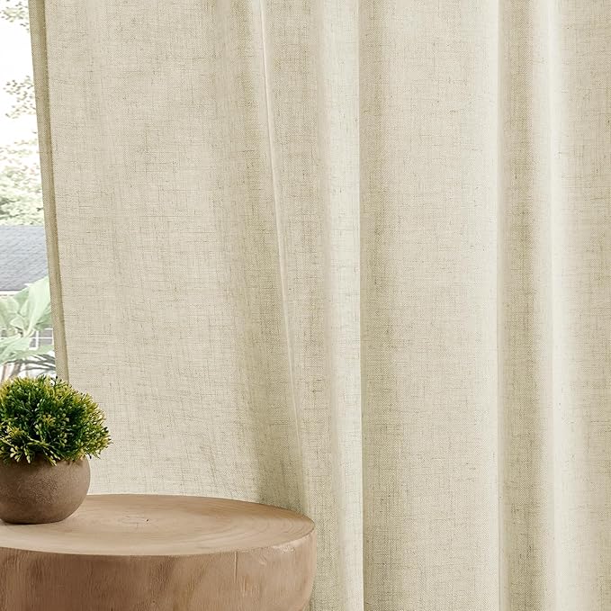 Joydeco Linen Curtains 96 Inch Length 2 Panel Sets, Light Filtering Curtains - Image 6