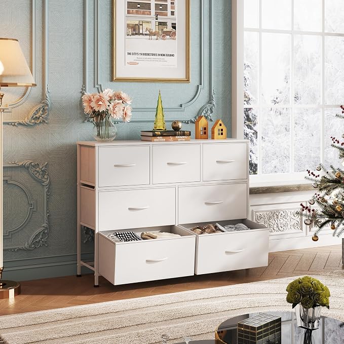 WLIVE 7 Drawer Dresser TV Stand, Dressers - Image 2