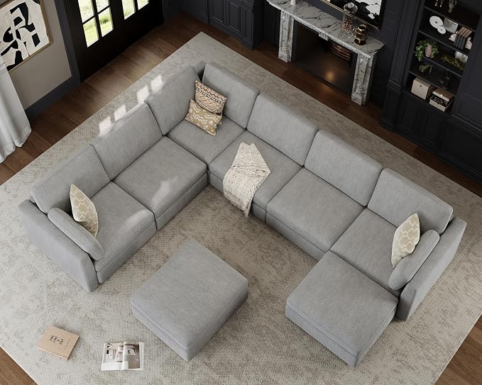 Oversized Modular Sectional Sofa, Solid Wood Frame, Removable Washable Cover - Image 4