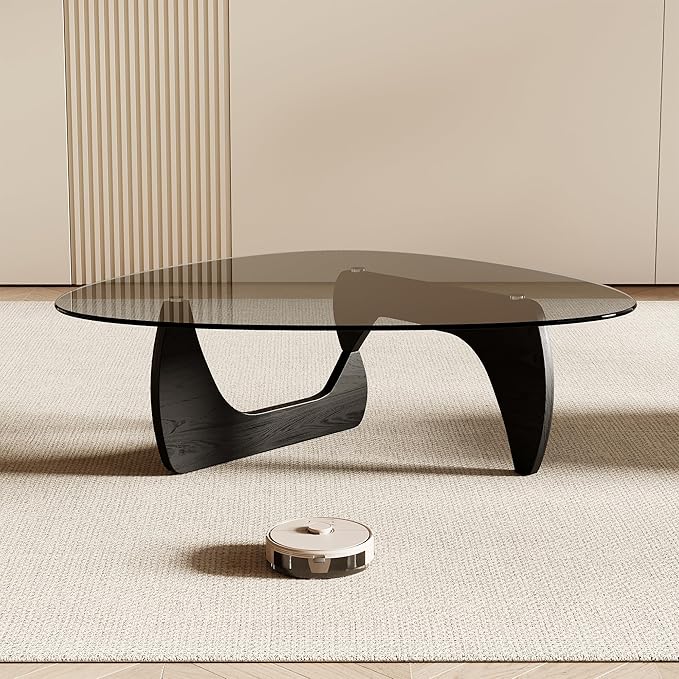 Honyee Morden Coffee Table, 42.5" x 28.5" x 16.1" Triangle Tempered Glass Top - Image 5