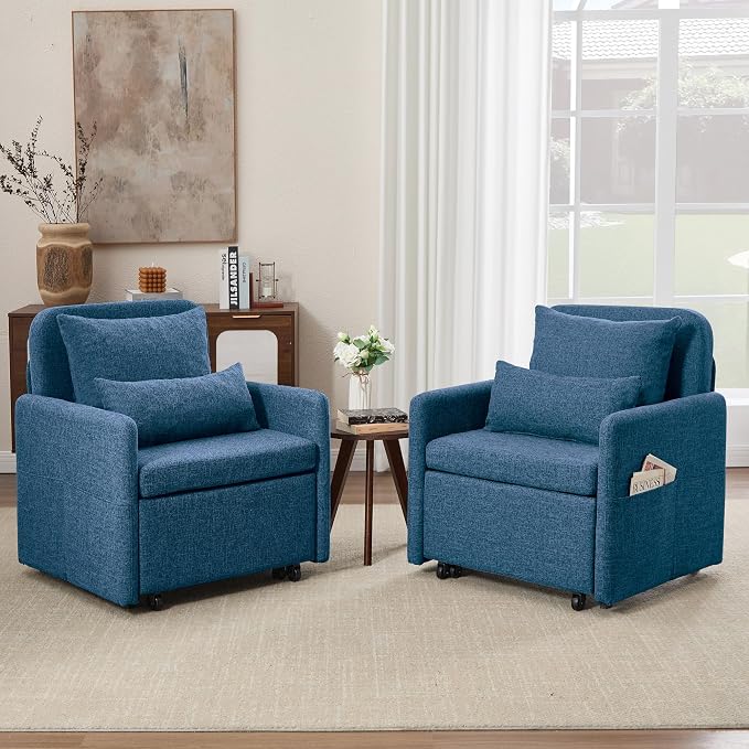 Iroomy 5-Level Adjustable Convertible Sleeper Chair Set of 2, 3-in-1 87'' Long - Image 3