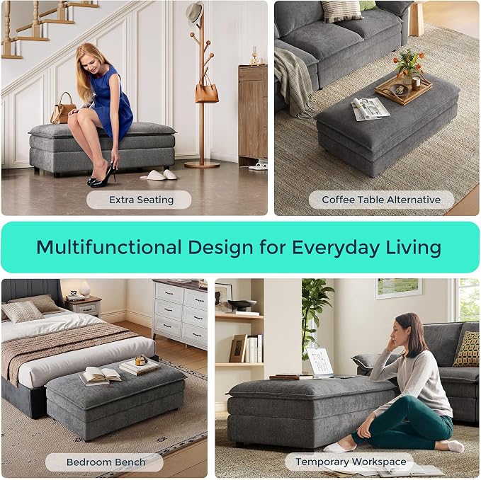 LINSY HOME Ottoman Modular for Sectional Sofa Couch, Cloud Sofa Movable Ottoman - Image 4