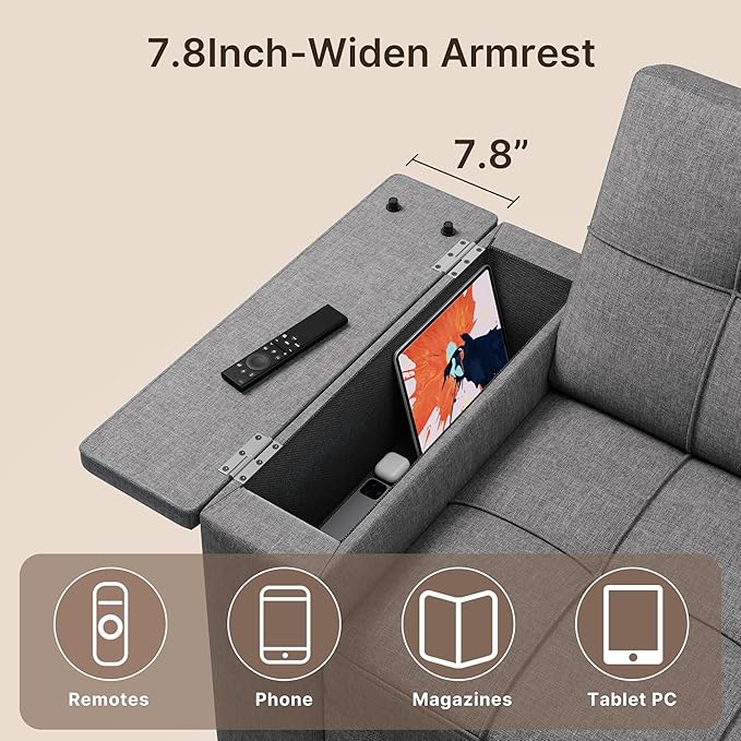 Gizoon 3 in 1 Convertible Sofa Bed, 63.6'' Pull Out Couch - Image 5