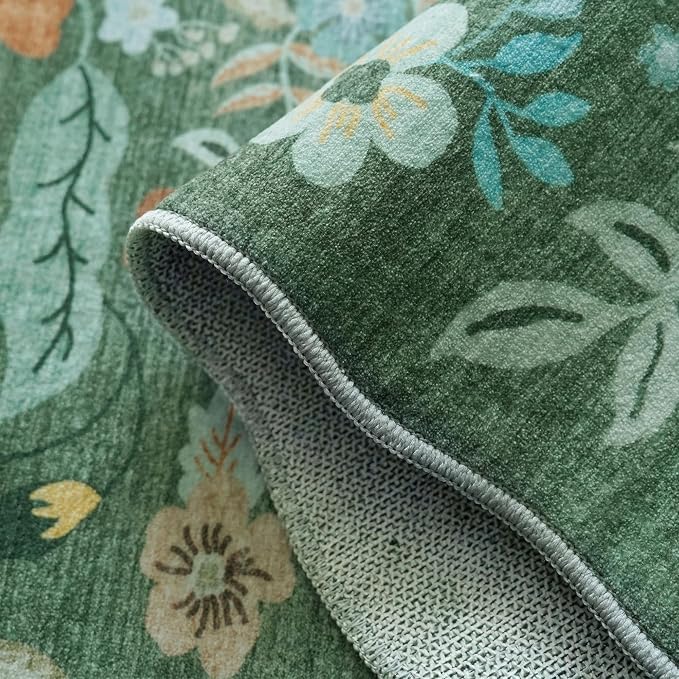 4x6 Living Room Area Rugs: Washable Farmhouse Nursery Kitchen Floral Rugs - Image 6