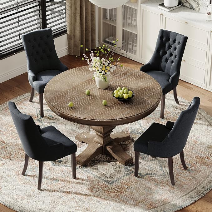 COLAMY Fabric Side Dining Chairs Set of 6, Wingback Upholstered Dining Room - Image 7