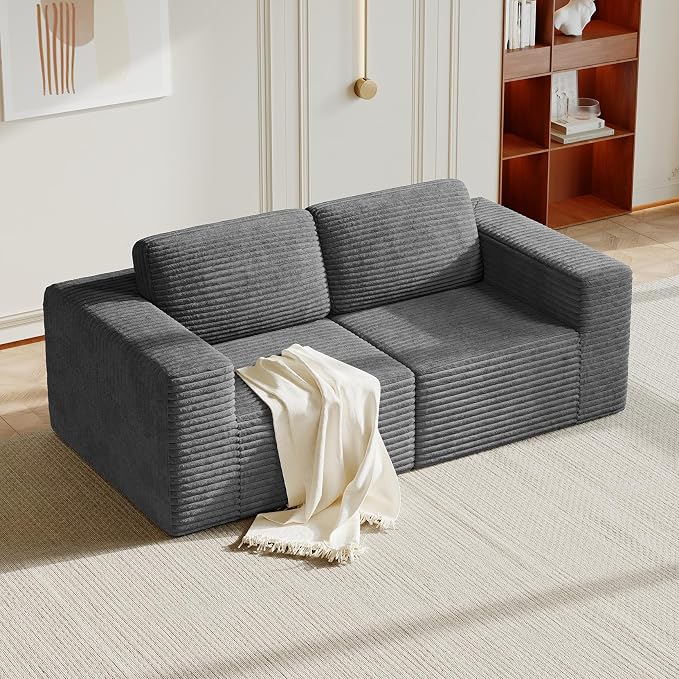 Vesgantti 80" Modular Sectional Sofa, Corduroy Cloud Couch by Vesgantti