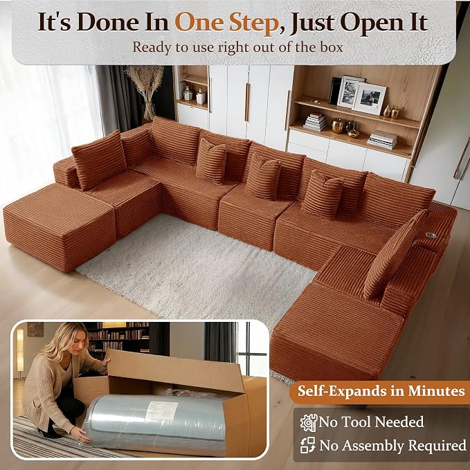 168" Cloud Sectional Couch, Comfort U Shaped Sofa - Image 3