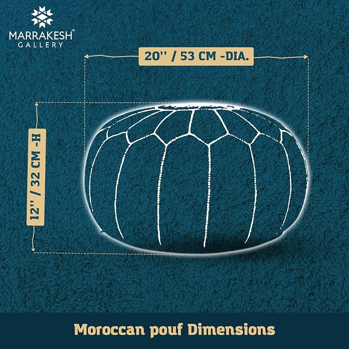 Marrakesh Gallery Genuine Leather Round Pouf Unstuffed - Image 3