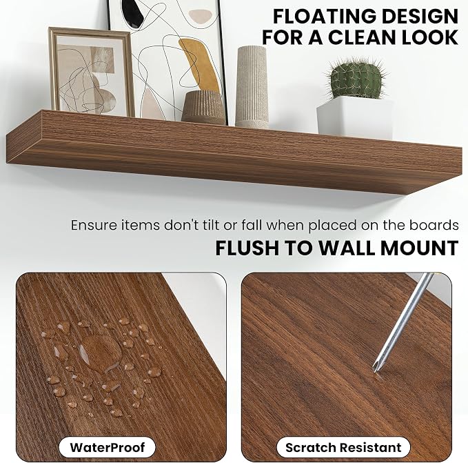 Fun Memories 20 Inch Floating Shelves Wall-Mounted, Engineered Wood Wall Shelves - Image 4