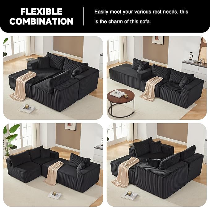 Weture 97" Modular Sectional Sofa, L-Shaped Boneless Couch - Image 7