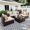 UPHA 5 Pieces Patio Furniture Sets, Wicker Outdoor Sectional Sofa Couch by UPHA